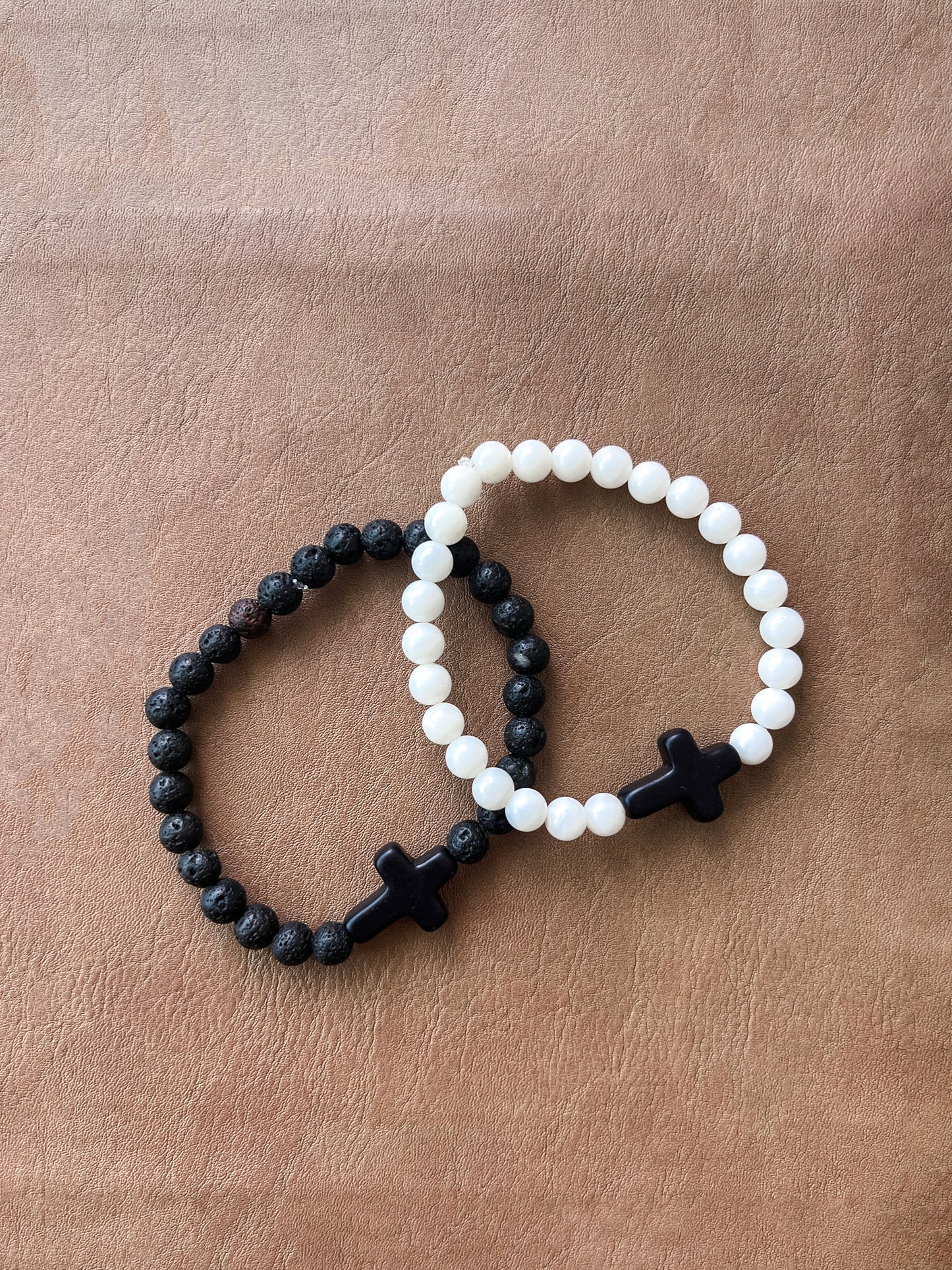 Black Cross Beaded Bracelet