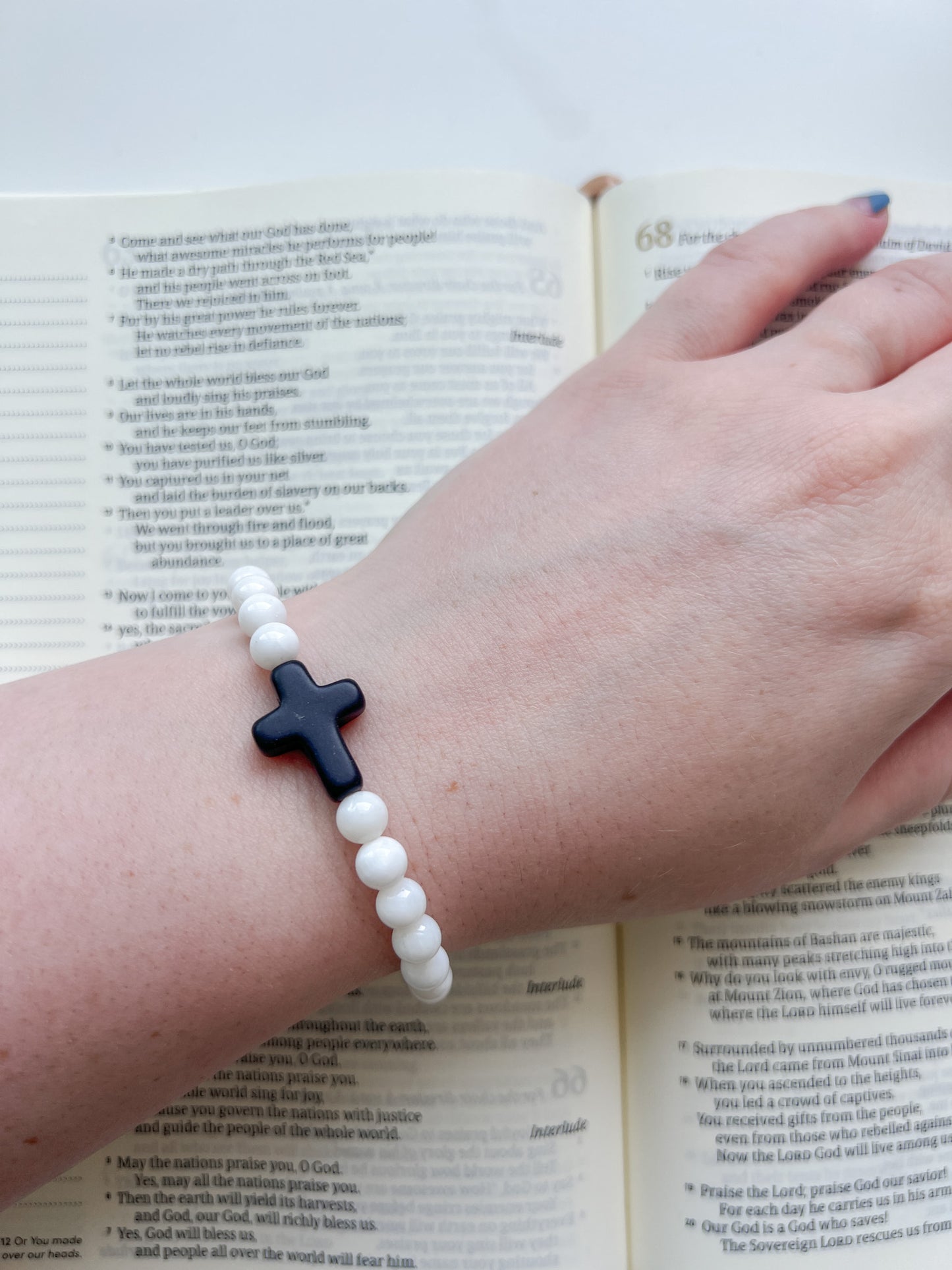 Black Cross Beaded Bracelet