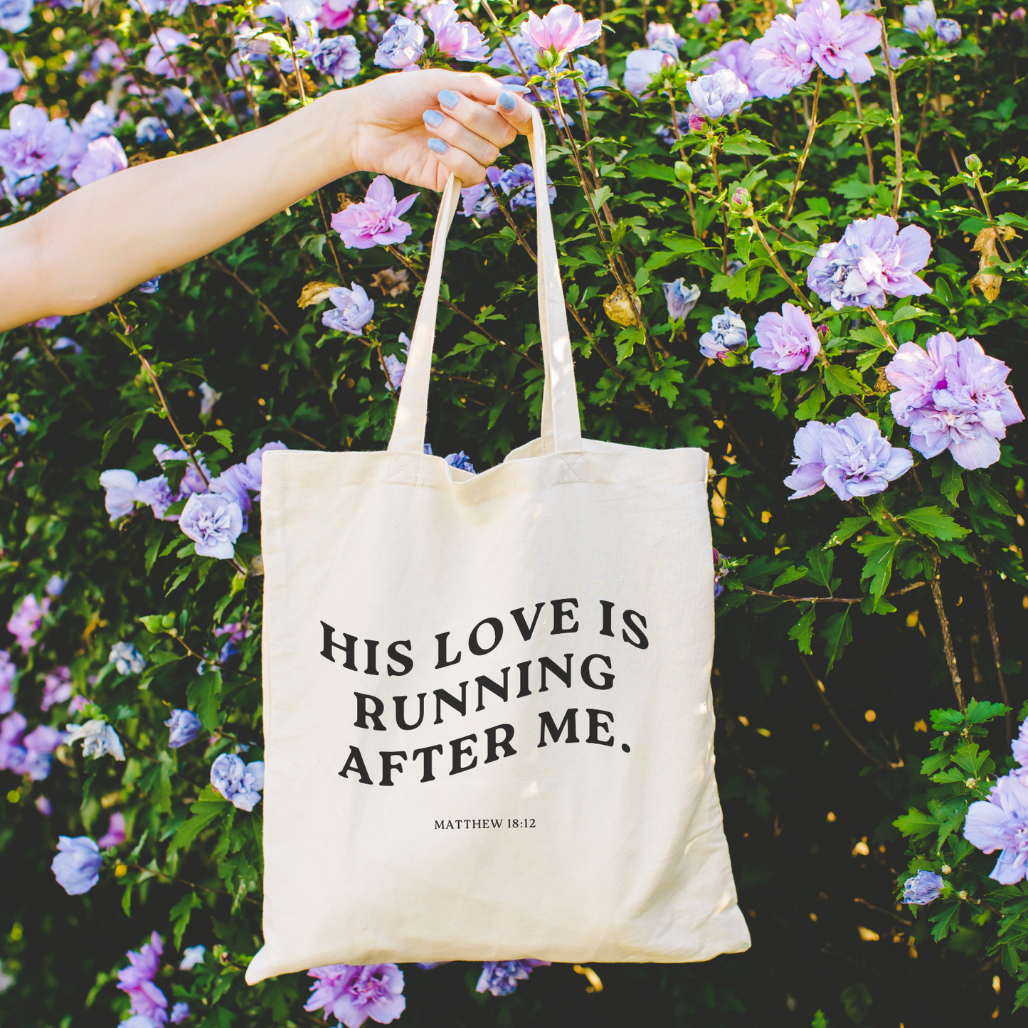 His Love is Running Tote Bag