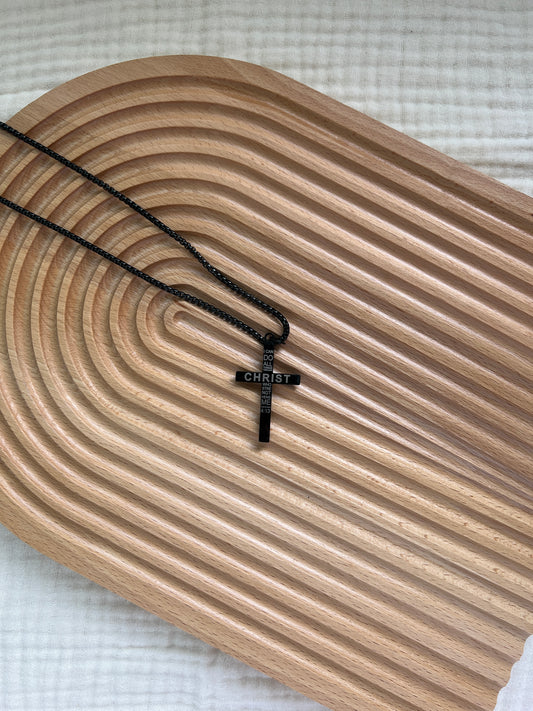 Black American Flag Engraved Cross Necklace